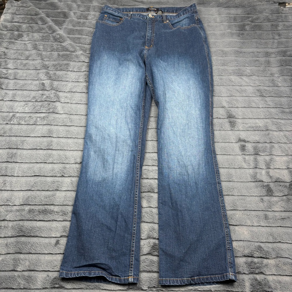Chicos Denim Blue Jeans Womens Size 2 Regular Bootcut Medium Wash Stretch 11596